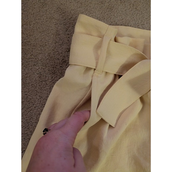 Wilfred Aritzia Paperbag Waist Shorts Butter Yellow High Rise Tie Belt- Size 10 - Picture 6 of 7